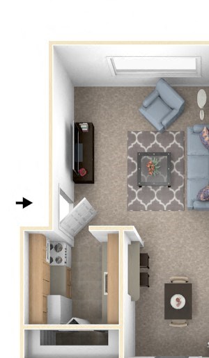 2 Bed 3D Floor Plan 2 Bed 3D Floor Plan at Trappers Cove Apartments, Lansing, MI